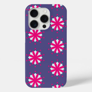 Paarse en roze bloemvormen illustratie iPhone 15 pro case