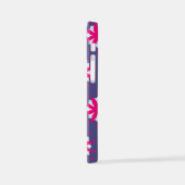 Paarse en roze bloemvormen illustratie iPhone hoesje (Linkerkant)