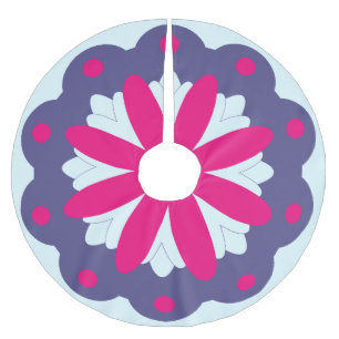 Paarse en roze bloemvormen illustratie kerstboom rok