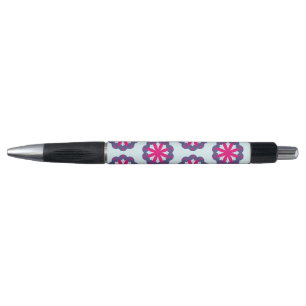 Paarse en roze bloemvormen illustratie pen