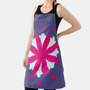 Paarse en roze bloemvormen illustratie schort