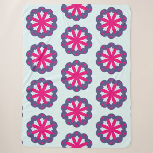 Paarse en roze bloemvormen illustratie sherpa deken