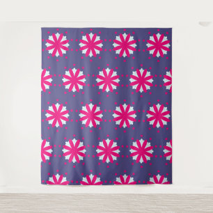 Paarse en roze bloemvormen illustratie wandkleed