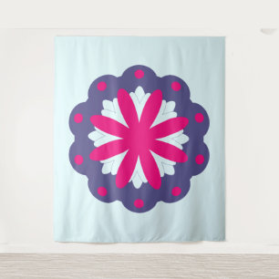 Paarse en roze bloemvormen illustratie wandkleed