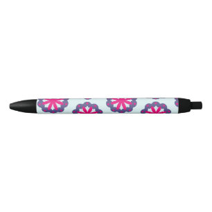 Paarse en roze bloemvormen illustratie zwarte inkt pen