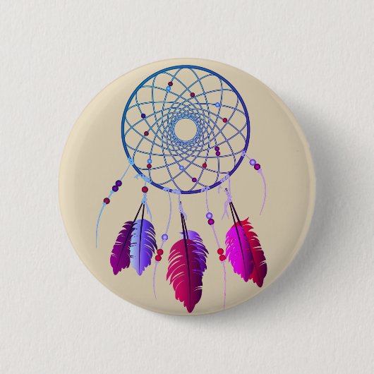 Paarse en roze Bohemen Dream Catcher Ronde Button 5,7 Cm (Voorkant)