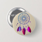 Paarse en roze Bohemen Dream Catcher Ronde Button 5,7 Cm (Voorkant /achterkant)