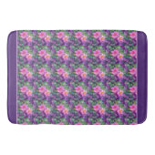 Paarse en roze botanische bloempatroon badmat (Voorkant)