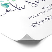 Paarse en roze bruine bruiloft instagram hashtag poster (Hoek)