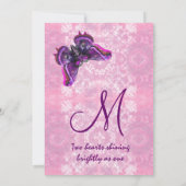 Paarse en roze Butterflies Wedding Sjabloon Kaart (Achterkant)