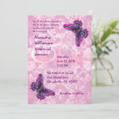 Paarse en roze Butterflies Wedding Sjabloon Kaart (Staand voorkant)