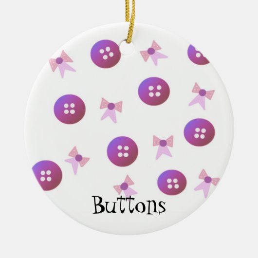 Paarse en roze Buttonnen en koeien Keramisch Ornament (Voorkant)