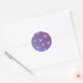 Paarse en roze Buttonnen en koeien Ronde Sticker (Envelop)