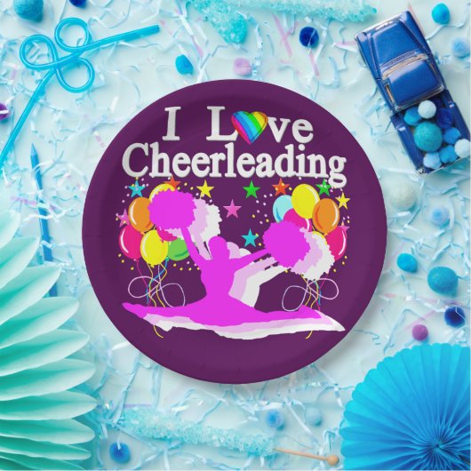 PAARSE EN ROZE CHEERLEADERPAPIER BORDEN PAPIEREN BORDJE (Feest)