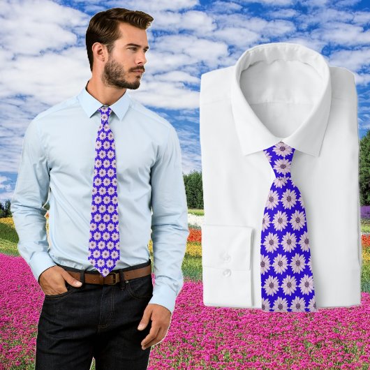 Paarse en Roze Daisies Floral Stropdas