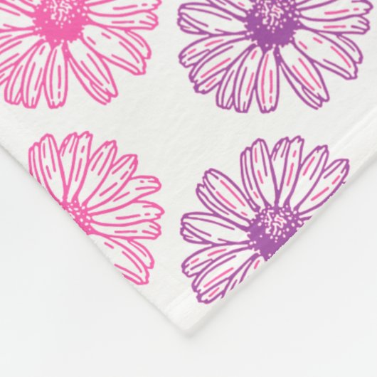 Paarse en roze Daisies Pattern Fleece Deken (Hoek)