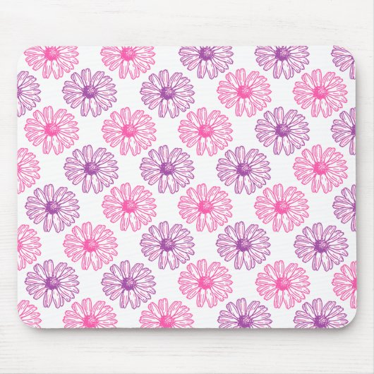 Paarse en roze Daisies Pattern Muismat (Voorkant)