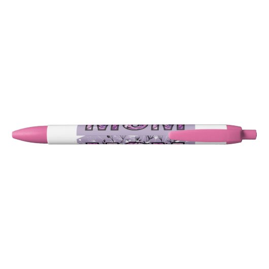 Paarse en roze design pen voor mama (Achterkant)