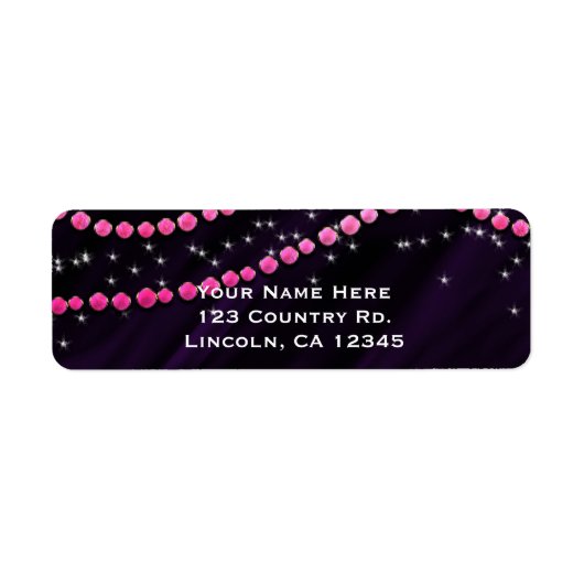 Paarse en roze diamant glans sparkle etiket (Voorkant)