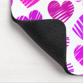 Paarse en roze Doodled Hearts Valentijn Muismat (Hoek)