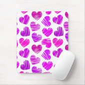 Paarse en roze Doodled Hearts Valentijn Muismat (Met muis)