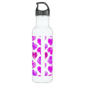 Paarse en roze Doodled Hearts Valentijn Waterfles (Achterkant)