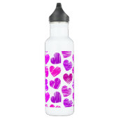 Paarse en roze Doodled Hearts Valentijn Waterfles (Rechts)