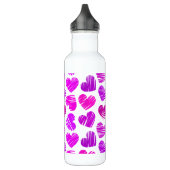 Paarse en roze Doodled Hearts Valentijn Waterfles (Links)