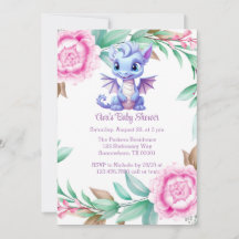 Paarse en Roze Dragon Peony Girl Baby shower