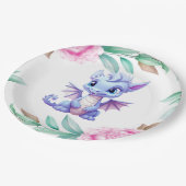 Paarse en Roze Dragon Peony Girl Baby shower Papieren Bordje (Gekanteld)