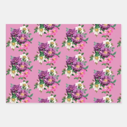 Paarse en roze druppeltjes voor het oppakken van p inpakpapier vel (Voorkant)