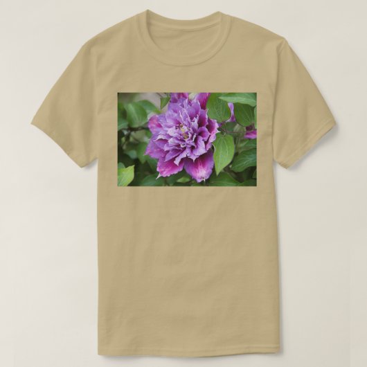 Paarse en roze, dubbelganger klimbloem 8 t-shirt (Design voorkant)