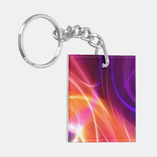 Paarse en roze dynamische golven sleutelhanger (Voorkant Links)