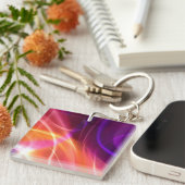 Paarse en roze dynamische golven sleutelhanger (Voorkant Rechts)