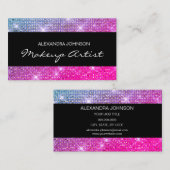 Paarse en roze Elegant Sparkly Makeup Artist Visitekaartje (Voorkant / Achterkant)