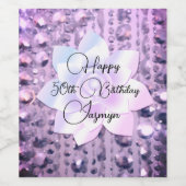 Paarse en roze elegante bruinkoolwijn wijn etiket (Enkel label)