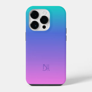 Paarse en roze en turquoise ombre-achtergrond iPhone 14 plus hoesje