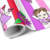 Paarse en roze fairies, bloemen en vlinders cadeaupapier (Rol Hoek)