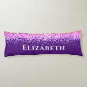 Paarse en roze faux glitter esthetische naam lichaamskussen (Achterkant)