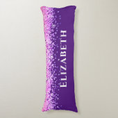 Paarse en roze faux glitter esthetische naam lichaamskussen (Voorkant Verticaal)