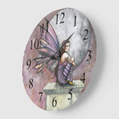 Paarse en Roze Fee en Maan Wandklok (Hoek)