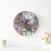 Paarse en Roze Fee en Maan Wandklok (Huis)