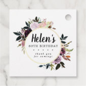 Paarse en Roze Floral 80ste verjaardag Bedankjes Labels (Achterkant)