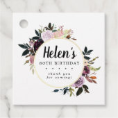 Paarse en Roze Floral 80ste verjaardag Bedankjes Labels (Voorkant)