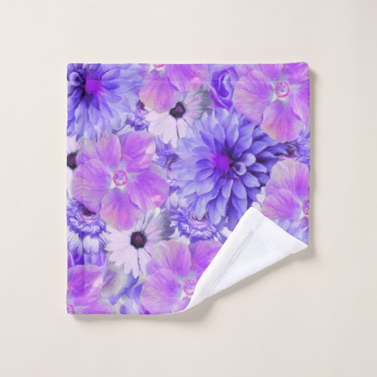 Paarse en roze Floral Bad Handdoek (Wasdoekje)