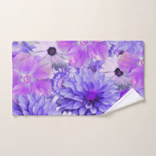 Paarse en roze Floral Bad Handdoek (Handdoek)