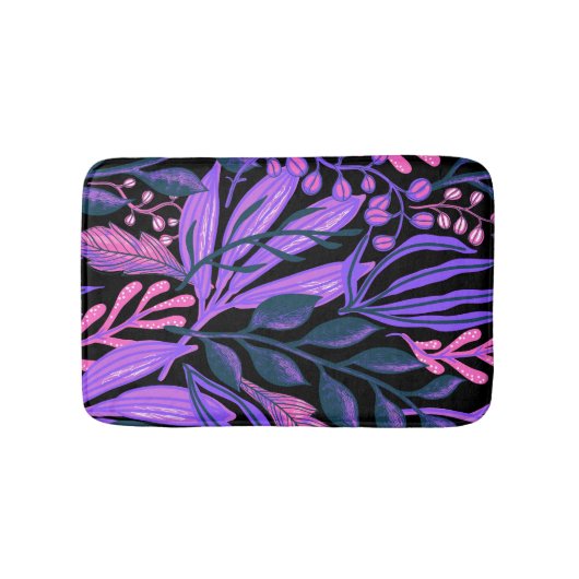 Paarse en roze Floral Badmat (Voorkant)