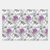 Paarse en roze Floral Patronen Inpakpapier Vel (Voorkant 3)