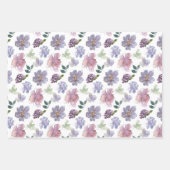 Paarse en roze Floral Patronen Inpakpapier Vel (Voorkant 2)