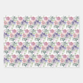 Paarse en roze Floral Patronen Inpakpapier Vel (Voorkant)